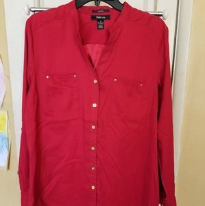 Rich Red button up w gold details